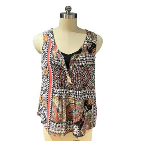 Daniel Rainn Kali Sleeveless Multi-color Print Tank Top Sleeveless Blouse - NWT - Picture 1 of 10